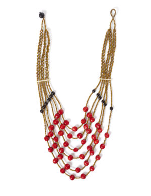 Ame Necklace <br> Red & Mustard