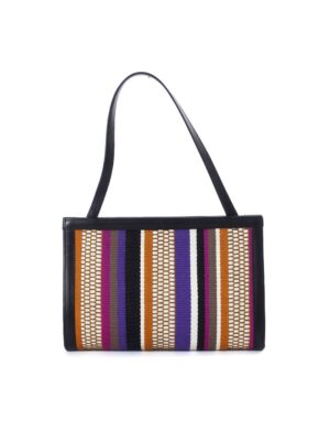 Tuta Shoulder Bag <br> Black With Stripes
